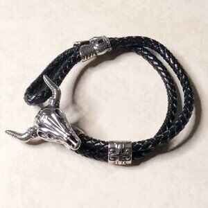 Upscale! Stainless Steel Cow Skull Leather Slider Bracelet! Calling all Cowgirls